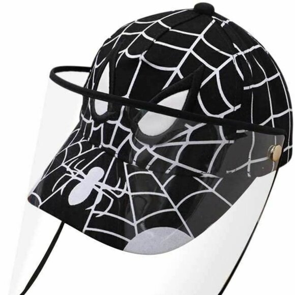 Saliva Protective Spider man Kitty Baseball Cap Kid Detachable Face Shield Hat - Picture 1 of 4